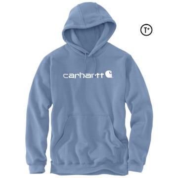 sweatshirt-agrave;-capuche-signature-carhartt-bleu