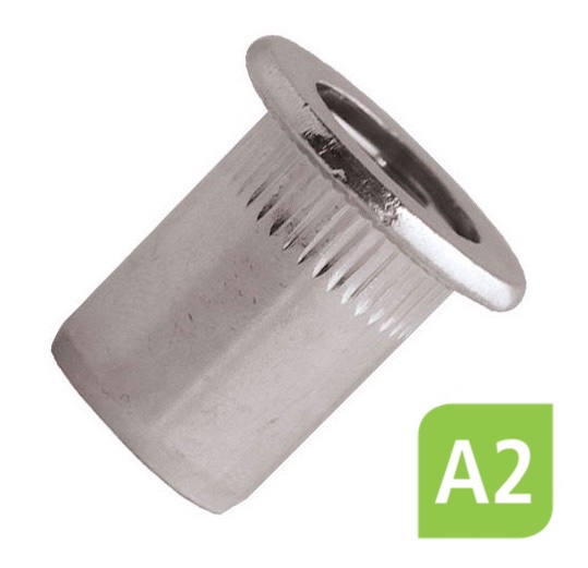 ECROUS CRANTES A SERTIR A TETE AFFLEURANTE Inox A2 (Modèle : 62633)