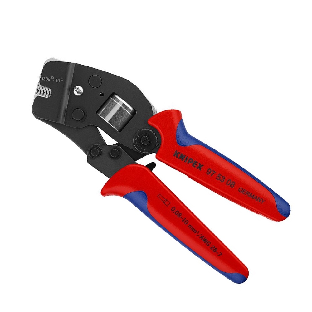 Knipex Pince à sertir auto-ajustable pour embouts de câble avec accès  latéral brunie, avec gaines bi-matière 180 mm 97 53 04