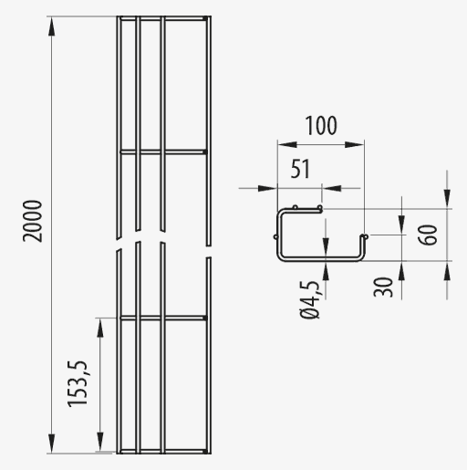 chemin de cable plafond rejitech 60x100 en 2 metres